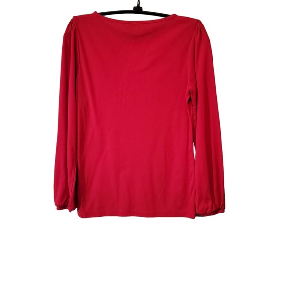 J Crew Red Boho Pullover Crew Neck Long Sleeve Comfy Top Sz XS 4th of July - Picture 2 of 6
